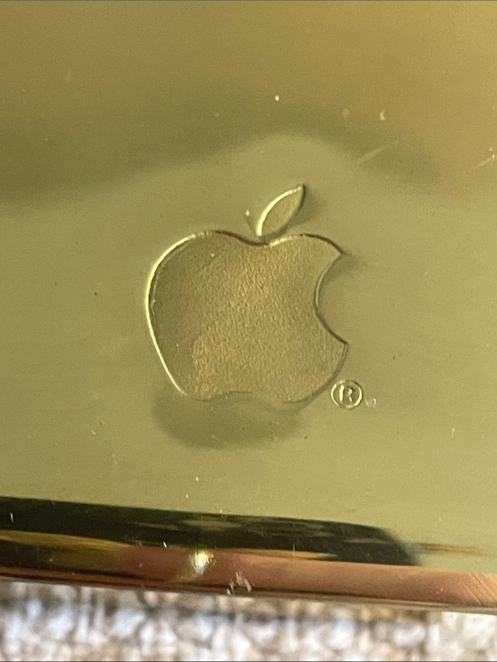 Apple Gold Metal Accessory Case with Embossed Logo